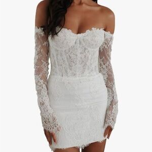 Elegant White Lace Off-Shoulder Dress
